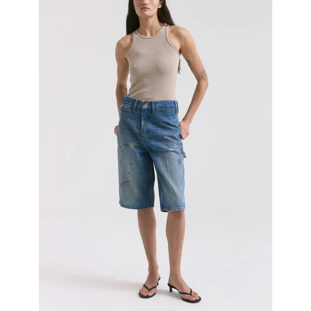 Dala Starch shorts Painterly Blue Organic Cotton Size 26 NWT